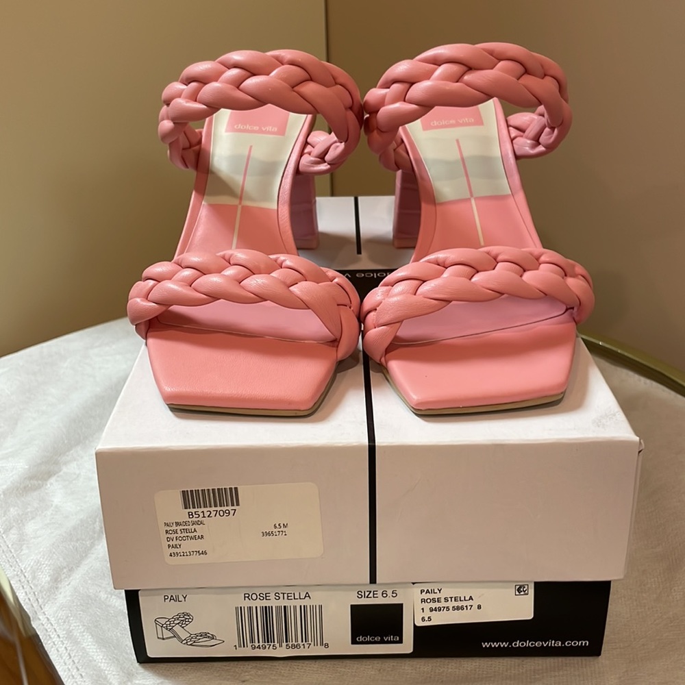 Dolce Vita Barbie Paily Braided Rose Pink Sandal Heels - Picture 4 of 8
